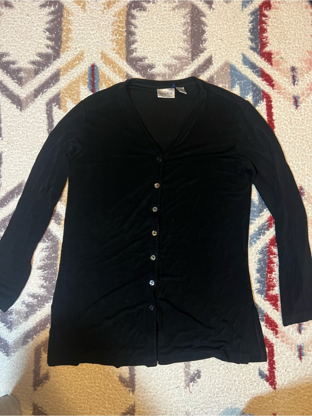 Black Women’s Button-Front Lightweight Cardigan - Chicos travelers size 1
